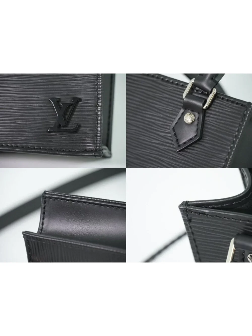 Louis Vuitton LV Petite Sac Plat Epi Leather 2-Way Shoulder Bag Noir Black